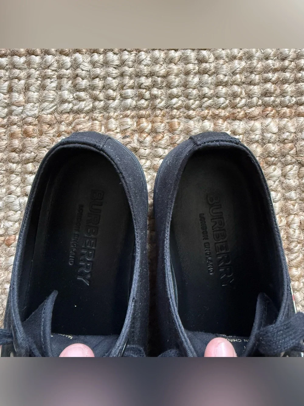 Burberry Larkhall Low-Top Black Canvas Sneakers - Pristine Condition - Picture 8 of 13